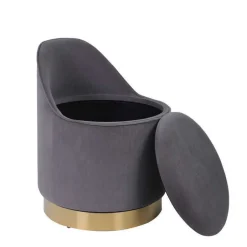 Drehbarer Polsterhocker in Grau und Gold - Riety^Wohnen Clearance