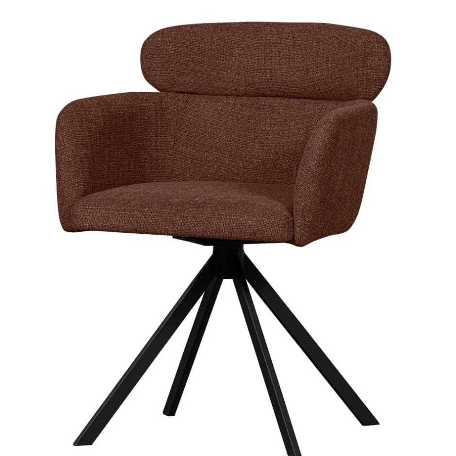 Wohnen Drehbarer Polsterstuhl in Kastanienbraun Stoff - Rajavo (2er Set)