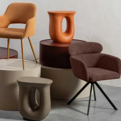 Wohnen Drehbarer Polsterstuhl in Kastanienbraun Stoff - Rajavo (2er Set)