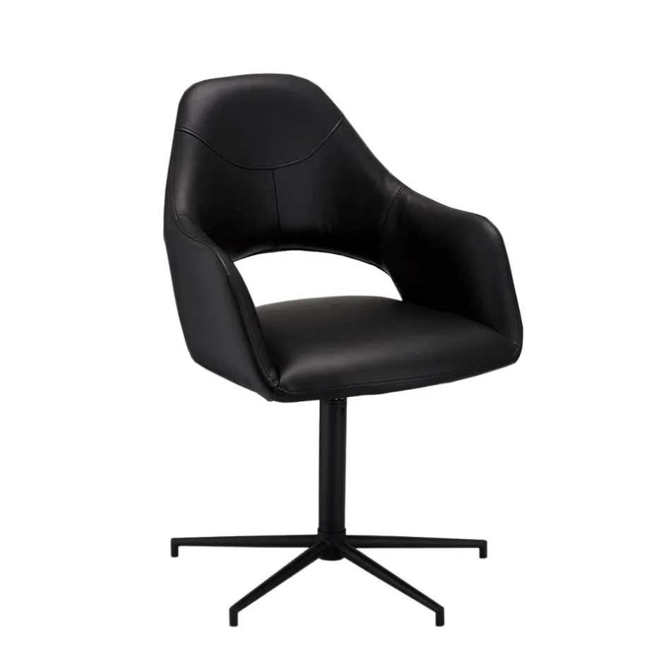 Drehbarer Retro Armlehnenstuhl in Schwarz - Lugon (2er Set)^Wohnen