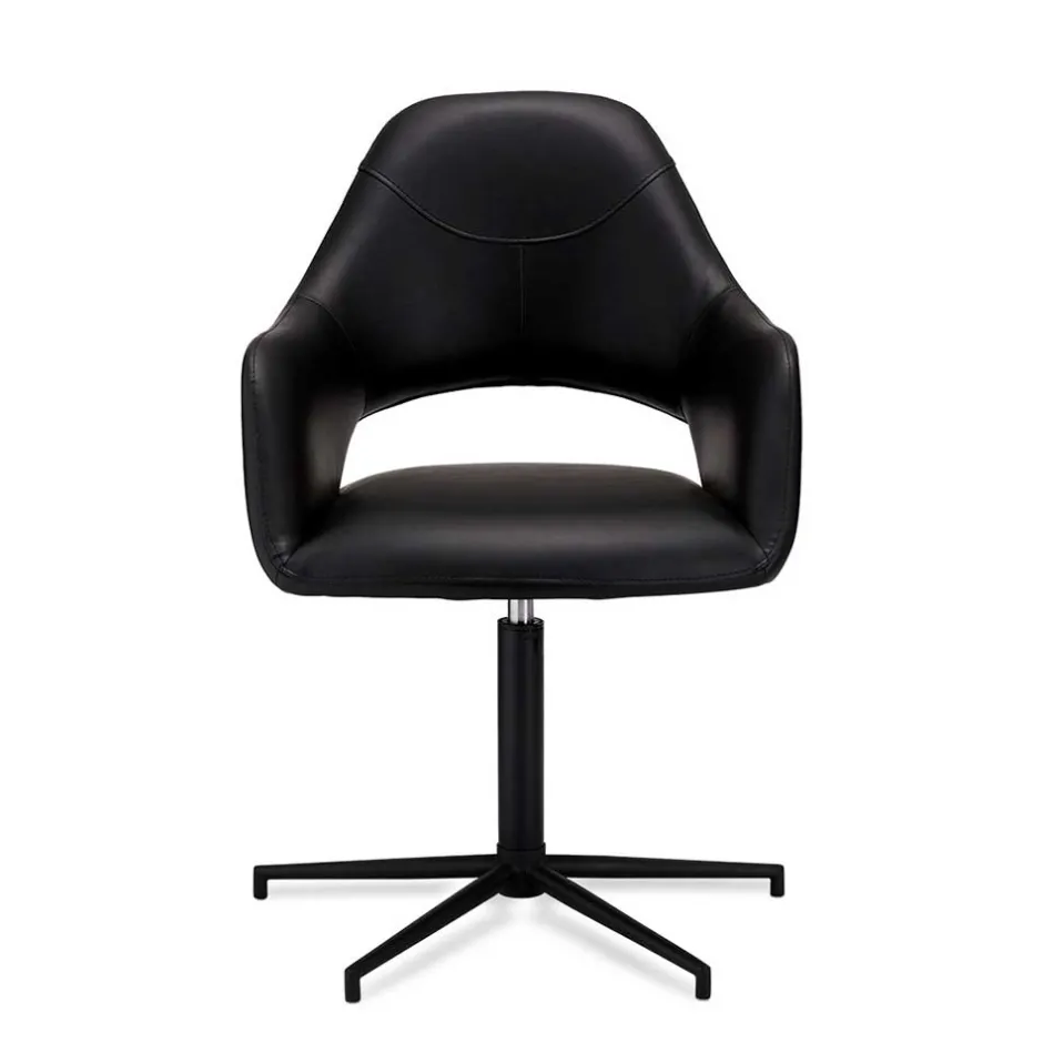 Drehbarer Retro Armlehnenstuhl in Schwarz - Lugon (2er Set)^Wohnen