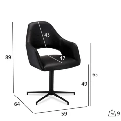 Drehbarer Retro Armlehnenstuhl in Schwarz - Lugon (2er Set)^Wohnen