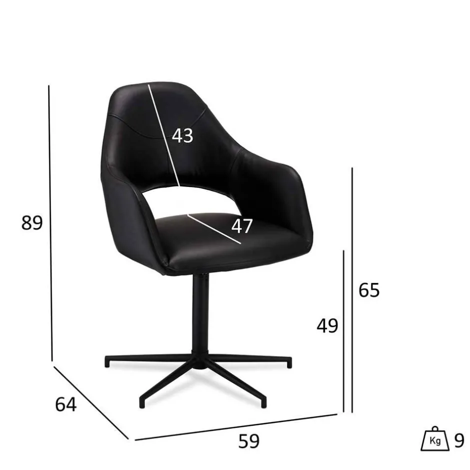 Drehbarer Retro Armlehnenstuhl in Schwarz - Lugon (2er Set)^Wohnen