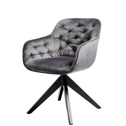 Drehbarer Samt Armlehnenstuhl in Grau - Ellen^Wohnen Outlet