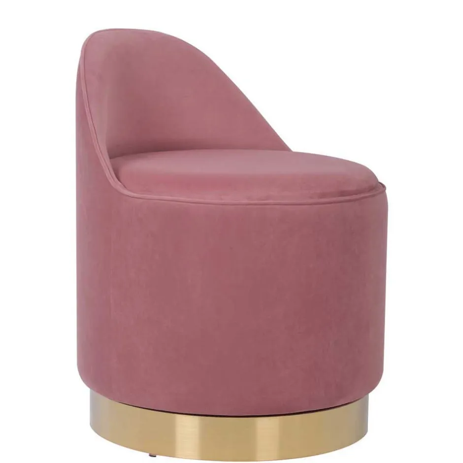 Drehbarer Samt Polsterhocker in Altrosa mit Gold - Fanandro^Wohnen New