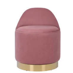 Drehbarer Samt Polsterhocker in Altrosa mit Gold - Fanandro^Wohnen New