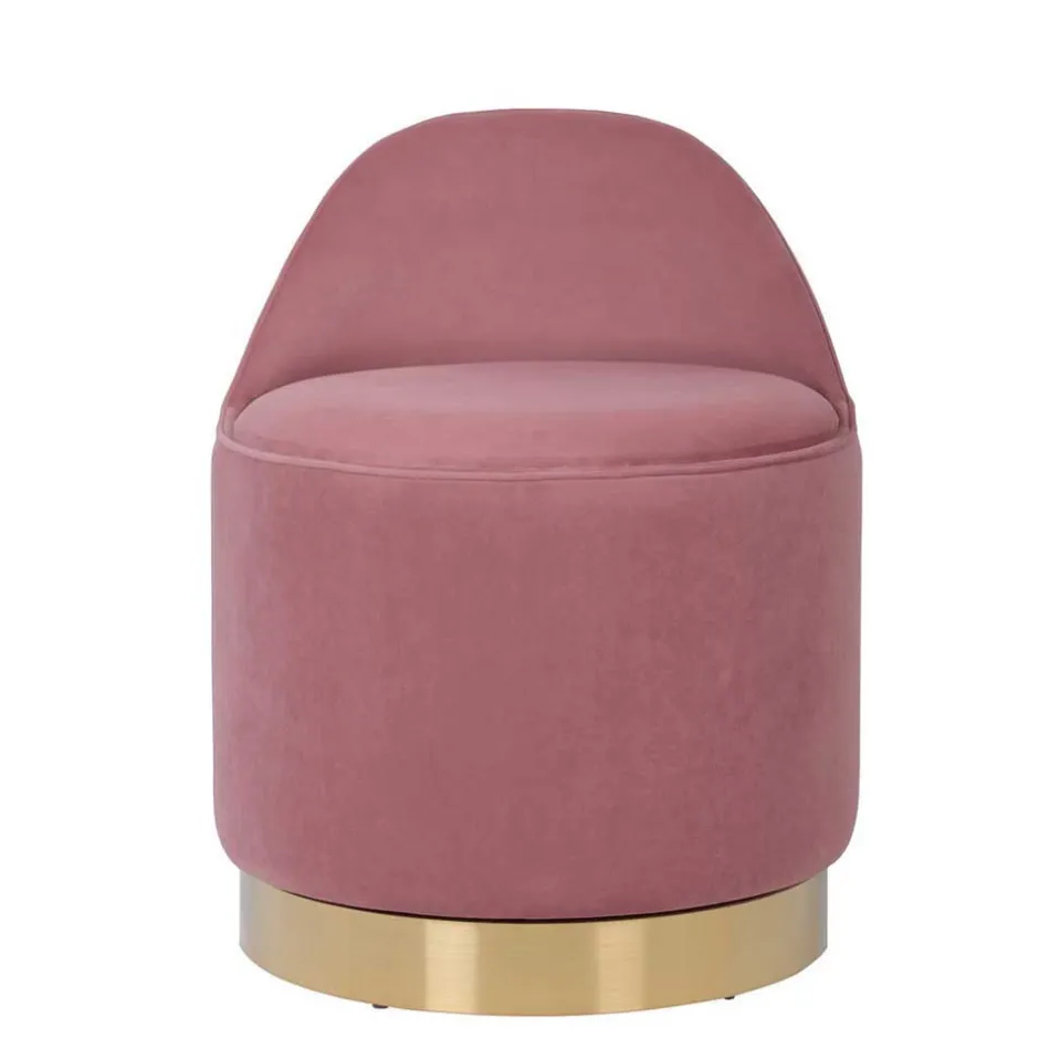 Drehbarer Samt Polsterhocker in Altrosa mit Gold - Fanandro^Wohnen New