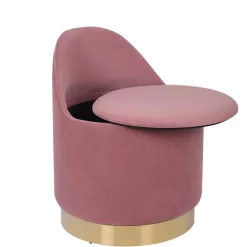 Drehbarer Samt Polsterhocker in Altrosa mit Gold - Fanandro^Wohnen New