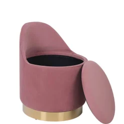 Drehbarer Samt Polsterhocker in Altrosa mit Gold - Fanandro^Wohnen New