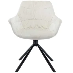 Drehbarer Samtstuhl mit Armlehnen in Creme - Zerettan^Wohnen Discount