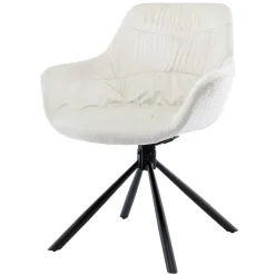 Drehbarer Samtstuhl mit Armlehnen in Creme - Zerettan^Wohnen Discount