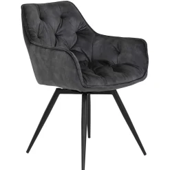 Wohnen Drehbarer Stuhl in Anthrazit Velours - Ernestan (2er Set)