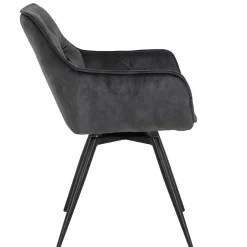 Wohnen Drehbarer Stuhl in Anthrazit Velours - Ernestan (2er Set)