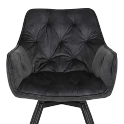 Wohnen Drehbarer Stuhl in Anthrazit Velours - Ernestan (2er Set)