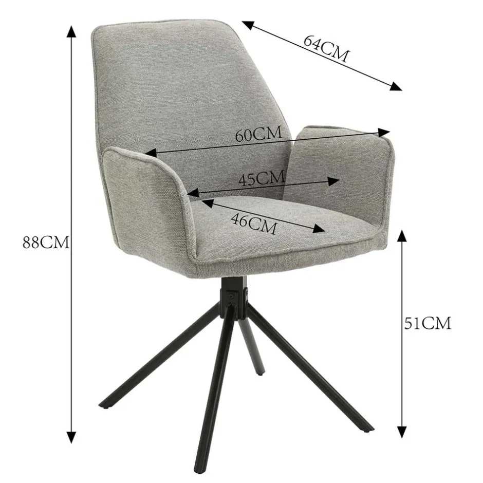 Drehbarer Tischsessel in Anthrazit - Iljana (2er Set)^Wohnen