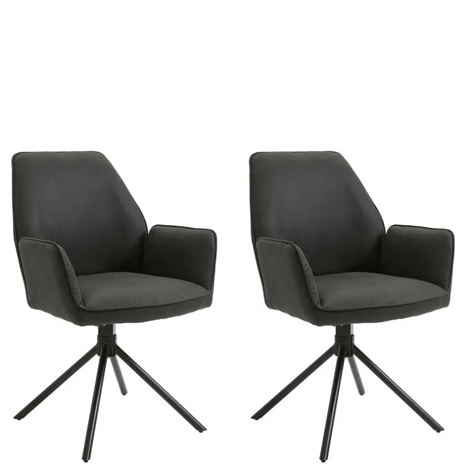 Drehbarer Tischsessel in Anthrazit - Iljana (2er Set)^Wohnen