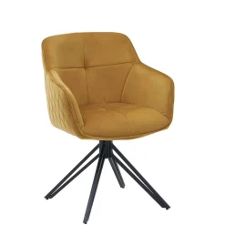 Wohnen Drehbarer Tischsessel in Gold Samt - Bagavano (2er Set)
