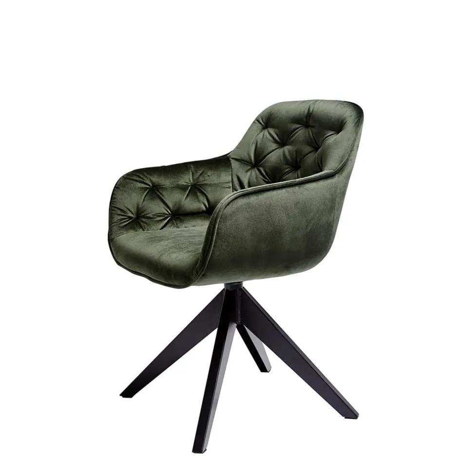 Wohnen Drehbarer Tischsessel in Dunkelgrün Samt - Niabelda