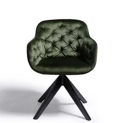 Wohnen Drehbarer Tischsessel in Dunkelgrün Samt - Niabelda