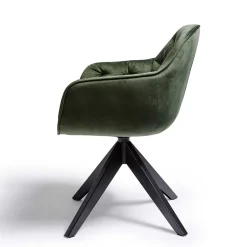Wohnen Drehbarer Tischsessel in Dunkelgrün Samt - Niabelda