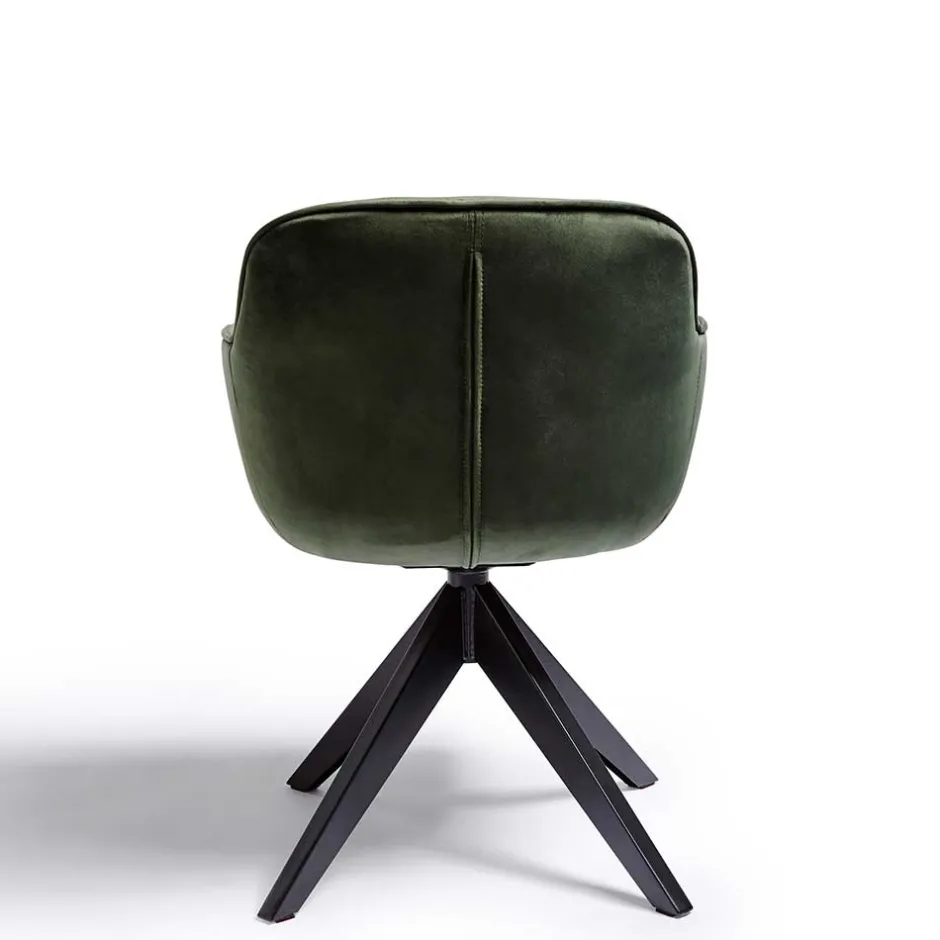 Wohnen Drehbarer Tischsessel in Dunkelgrün Samt - Niabelda