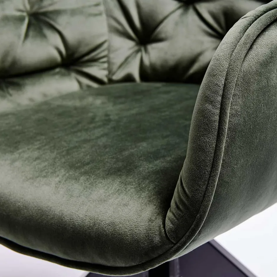 Wohnen Drehbarer Tischsessel in Dunkelgrün Samt - Niabelda
