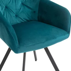 Drehbarer Tischsessel in Türkis Samt - Bettyva^Wohnen Sale