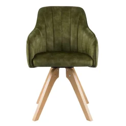 Wohnen Drehbarer Velours Tischsessel in Oliv Grün - Quintessa (2er Set)