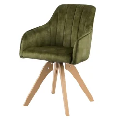 Wohnen Drehbarer Velours Tischsessel in Oliv Grün - Quintessa (2er Set)