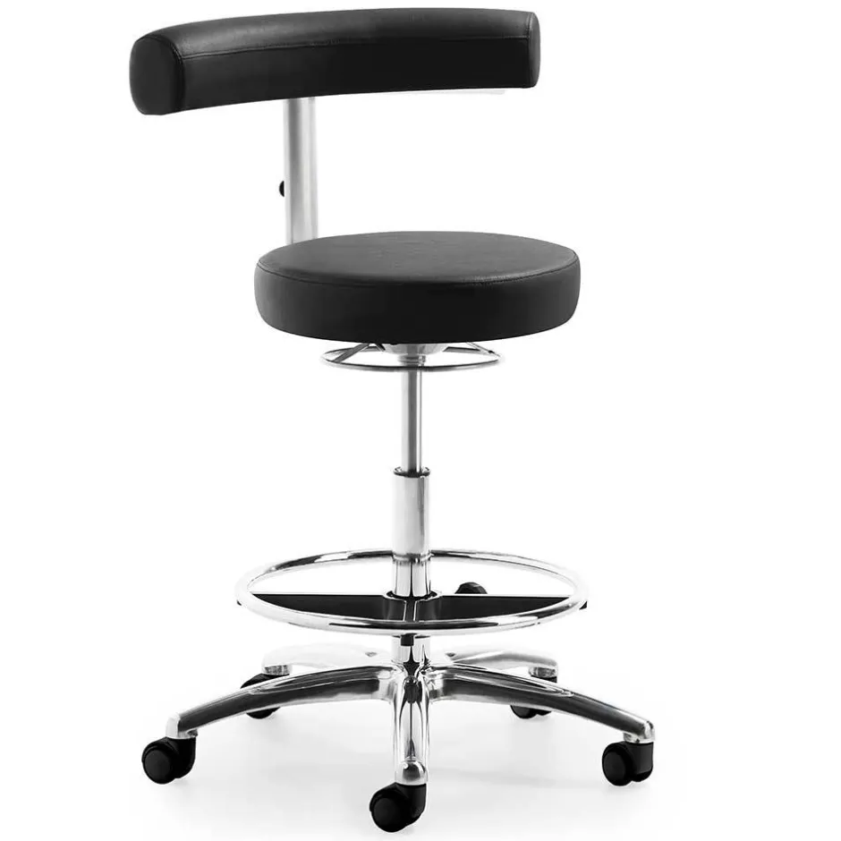 Drehstuhl mit schmaler Rückenlehne in Schwarz - Azenta^Wohnen