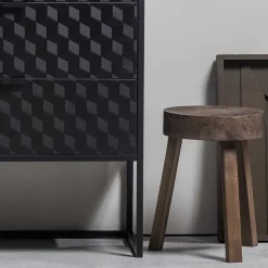 Dreibein Hocker in Dunkelbraun - Abelynta (2er Set)^Wohnen Best