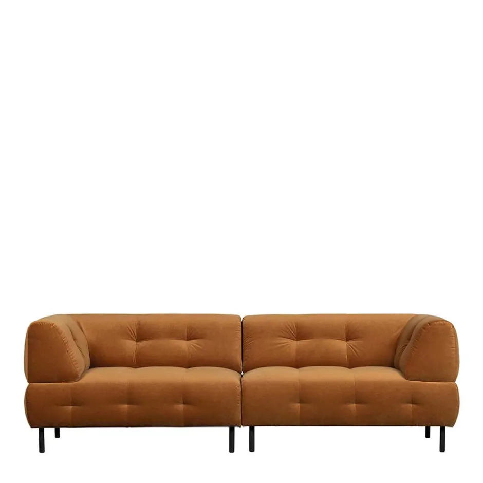 Dreier Sofa mit Armlehnen in Hellbraun - Label^Wohnen New