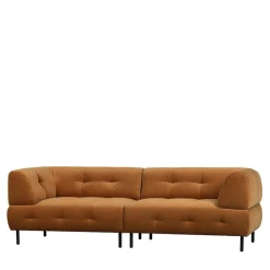 Dreier Sofa mit Armlehnen in Hellbraun - Label^Wohnen New