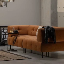 Dreier Sofa mit Armlehnen in Hellbraun - Label^Wohnen New