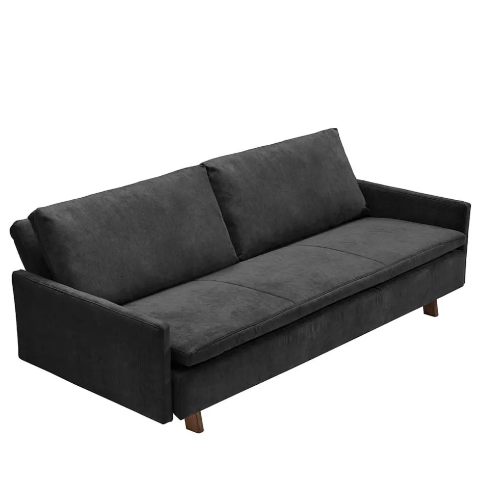 Wohnen Dreisitzer Bettcouch in Schwarz mit Eiche - Bornholma