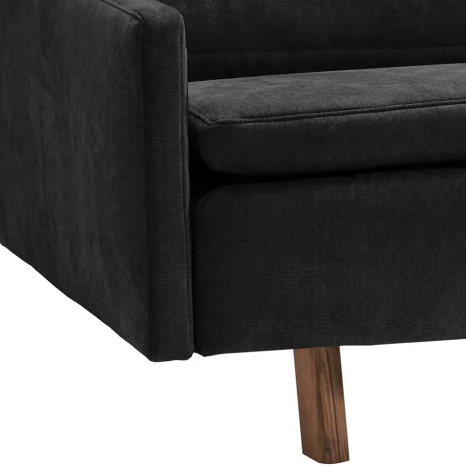 Wohnen Dreisitzer Bettcouch in Schwarz mit Eiche - Bornholma