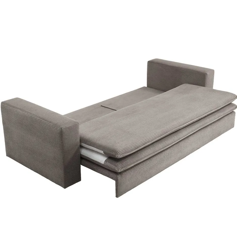 Wohnen Dreisitzer Bettsofa in Hellbraun Cord - Anyna