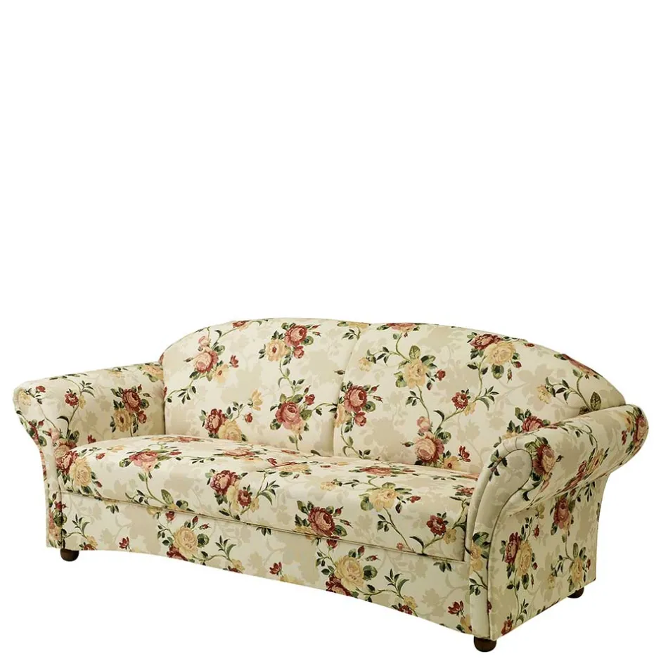 Wohnen Dreisitzer Couch mit Rosen Stoffbezug - Bracas