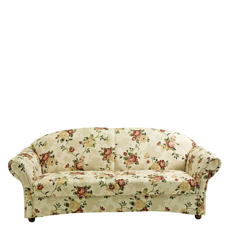 Wohnen Dreisitzer Couch mit Rosen Stoffbezug - Bracas