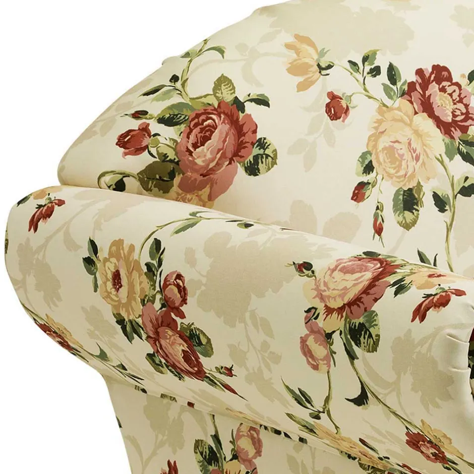 Wohnen Dreisitzer Couch mit Rosen Stoffbezug - Bracas