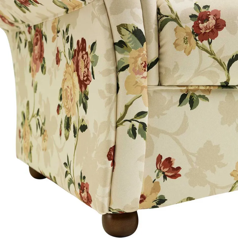 Wohnen Dreisitzer Couch mit Rosen Stoffbezug - Bracas