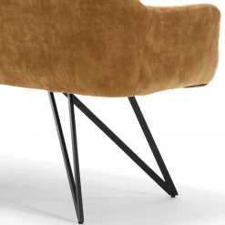 Wohnen Dreisitzer Esstisch Polsterbank in Ocker Velours - Cacassa