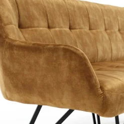 Wohnen Dreisitzer Esstisch Polsterbank in Ocker Velours - Cacassa