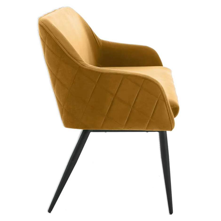 Dreisitzer Esstischbank in Senfgelb Samt - Ligurian^Wohnen Hot