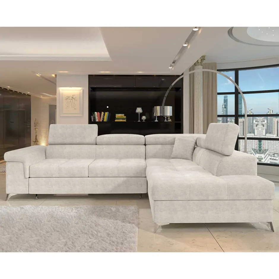 Wohnen Dreisitzer Funktionscouch in Cremeweiß - Cryptos