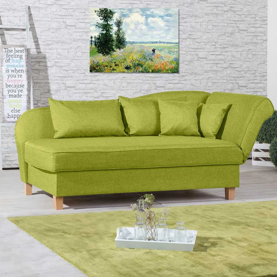 Dreisitzer Polsterliege in Gelbgrün mit Buche - Blace^Wohnen Online