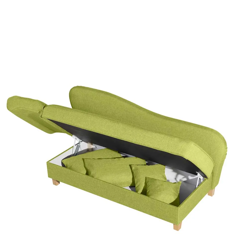 Dreisitzer Polsterliege in Gelbgrün mit Buche - Blace^Wohnen Online