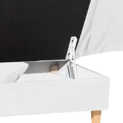 Dreisitzer Recamiere in Cremeweiß mit Buche - Vramossa^Wohnen