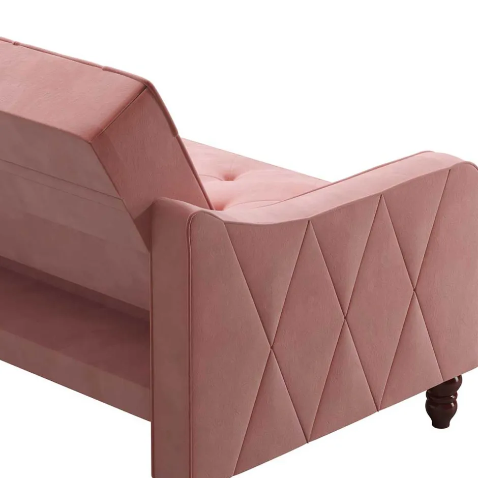 Dreisitzer Schlafcouch in Rosa Samtbezug - Norteba^Wohnen Clearance