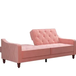 Dreisitzer Schlafcouch in Rosa Samtbezug - Norteba^Wohnen Clearance
